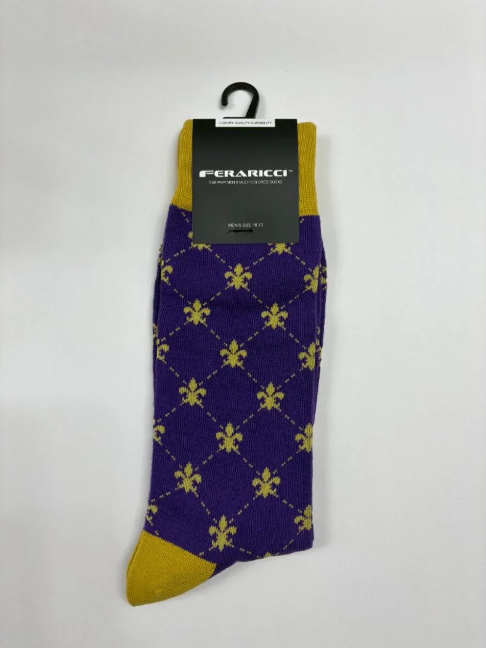 Men's Fleur-de-lis Socks - Purple W/ Yellow/ Gold- NWT